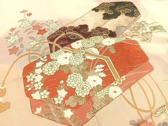 平和屋着物■訪問着　文箱草花文　暈し染め　金彩　正絹　逸品　BAAY8807hj