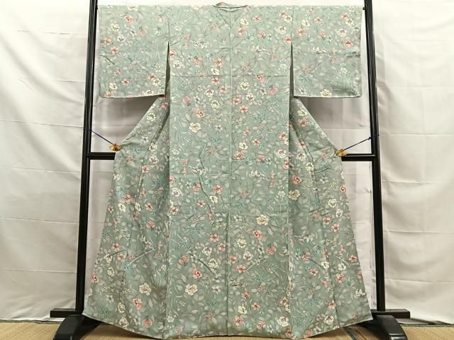 平和屋着物■上質な小紋　草花文　正絹　逸品　BAAY8811hj
