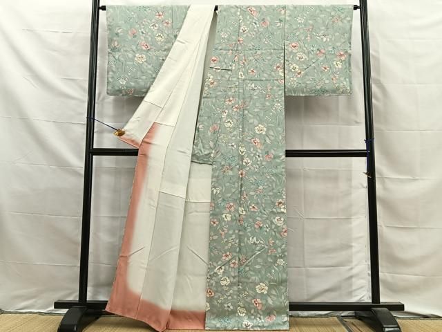 平和屋着物■上質な小紋　草花文　正絹　逸品　BAAY8811hj