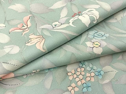 平和屋着物■上質な小紋　草花文　正絹　逸品　BAAY8811hj