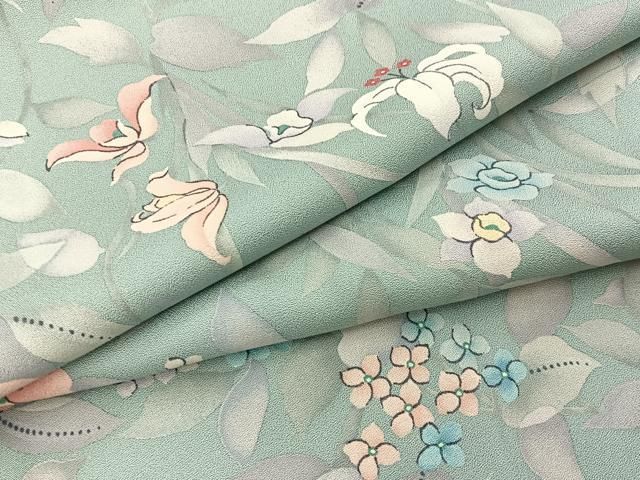 平和屋着物■上質な小紋　草花文　正絹　逸品　BAAY8811hj