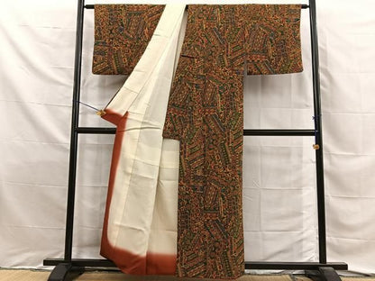 平和屋着物■上質な小紋　更紗花唐草文　正絹　逸品　BAAY8813hj