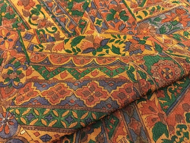平和屋着物■上質な小紋　更紗花唐草文　正絹　逸品　BAAY8813hj