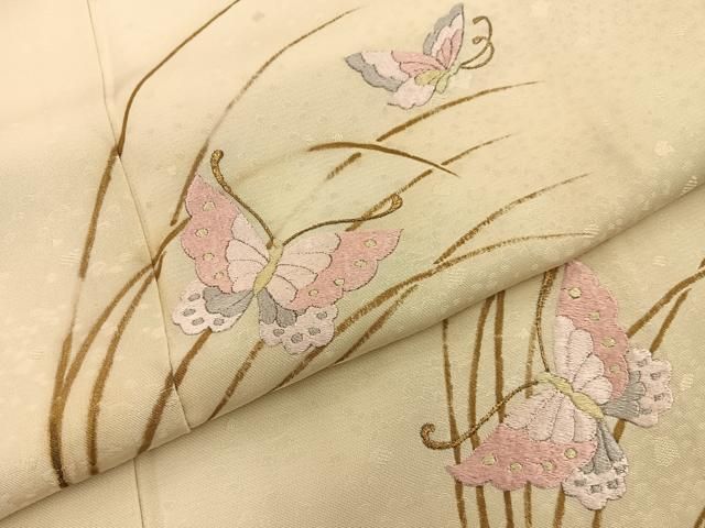 平和屋着物■訪問着　刺繍　舞蝶文　金彩　正絹　逸品　BAAY8814hj
