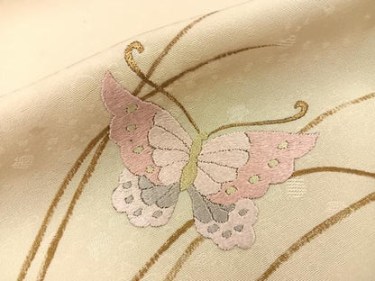 平和屋着物■訪問着　刺繍　舞蝶文　金彩　正絹　逸品　BAAY8814hj