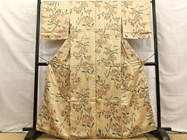 平和屋着物■上質な小紋　草花文　正絹　逸品　BAAY8818hj
