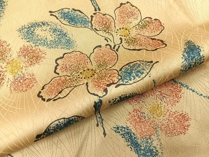平和屋着物■上質な小紋　草花文　正絹　逸品　BAAY8818hj