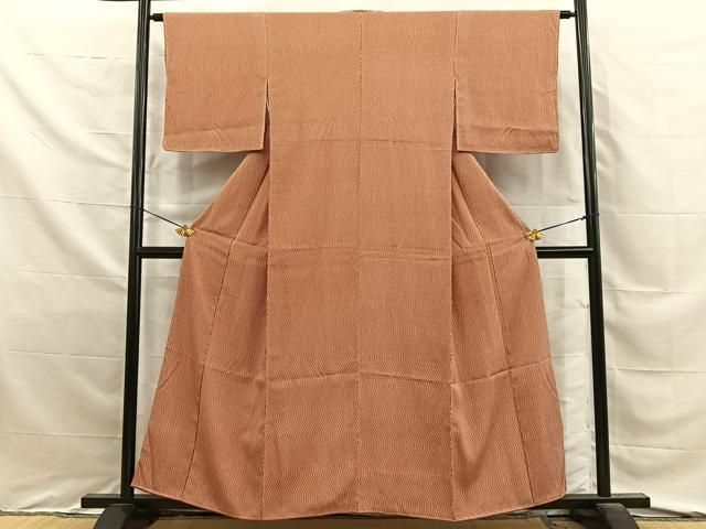 平和屋着物■上質な小紋　よろけ縞　正絹　逸品　未使用　BAAY8819hj