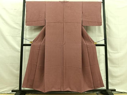 平和屋着物■上質な色無地　竜田川地紋　蘇芳香色　正絹　逸品　BAAY8821hj