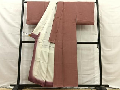 平和屋着物■上質な色無地　竜田川地紋　蘇芳香色　正絹　逸品　BAAY8821hj