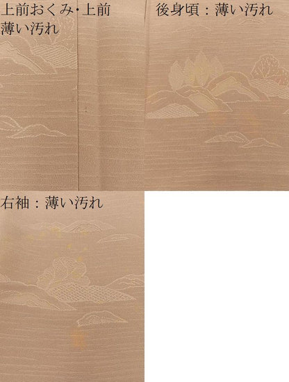 平和屋着物■上質な色無地　風景地紋　赤白橡色　正絹　逸品　未使用　BAAY8822hj