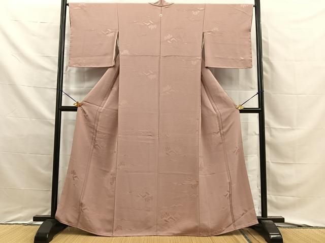 平和屋着物■上質な色無地　風景地紋　赤白橡色　正絹　逸品　未使用　BAAY8822hj