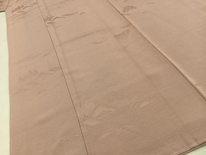 平和屋着物■上質な色無地　風景地紋　赤白橡色　正絹　逸品　未使用　BAAY8822hj