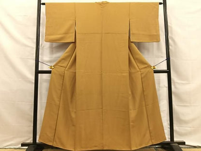 平和屋着物■上質な色無地　黄唐茶色　正絹　逸品　BAAY8824hj