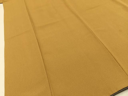 平和屋着物■上質な色無地　黄唐茶色　正絹　逸品　BAAY8824hj