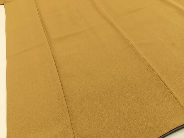 平和屋着物■上質な色無地　黄唐茶色　正絹　逸品　BAAY8824hj