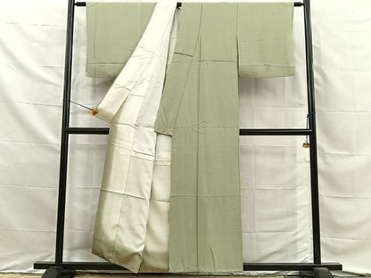 平和屋着物■上質な色無地　裏葉柳色　正絹　逸品　BAAY8825hj