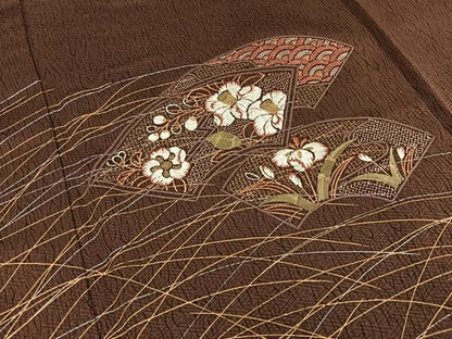 平和屋着物■中国三大刺繍　スワトウ刺繍　訪問着　地紙草花文　金銀彩　正絹　逸品　BAAY8827hj