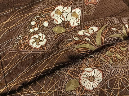 平和屋着物■中国三大刺繍　スワトウ刺繍　訪問着　地紙草花文　金銀彩　正絹　逸品　BAAY8827hj