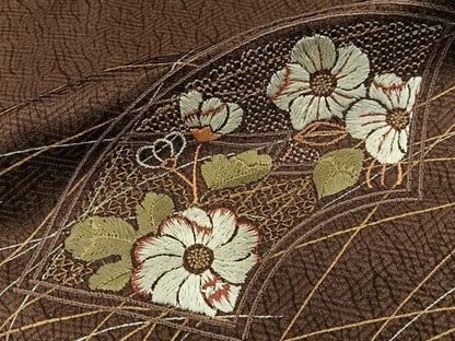 平和屋着物■中国三大刺繍　スワトウ刺繍　訪問着　地紙草花文　金銀彩　正絹　逸品　BAAY8827hj