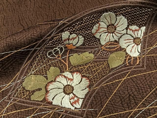 平和屋着物■中国三大刺繍　スワトウ刺繍　訪問着　地紙草花文　金銀彩　正絹　逸品　BAAY8827hj