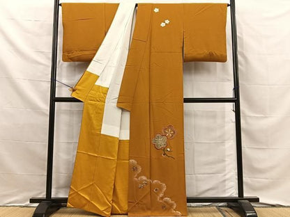 平和屋着物■訪問着　刺繍　枝梅文　金彩　正絹　逸品　BAAY8828hj