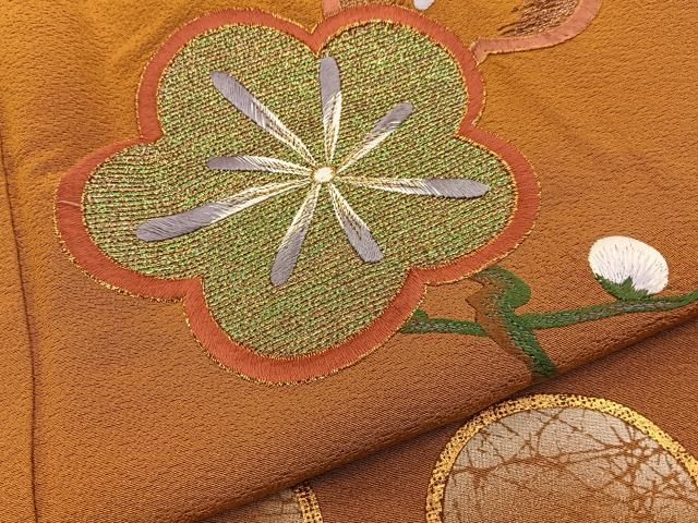 平和屋着物■訪問着　刺繍　枝梅文　金彩　正絹　逸品　BAAY8828hj