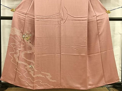 平和屋着物■訪問着　絞り　駒刺繍　雪輪花文　正絹　逸品　BAAY8830hj
