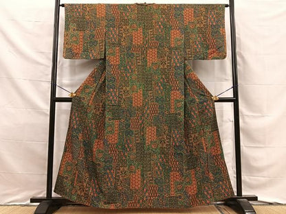 平和屋着物■上質な小紋　更紗花文　正絹　逸品　BAAY8831hj