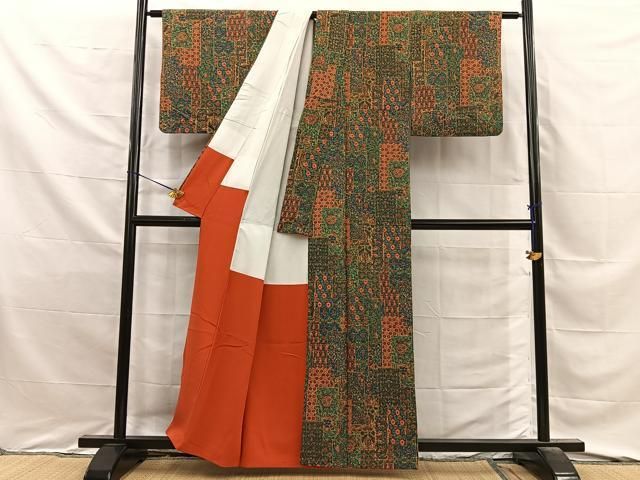 平和屋着物■上質な小紋　更紗花文　正絹　逸品　BAAY8831hj