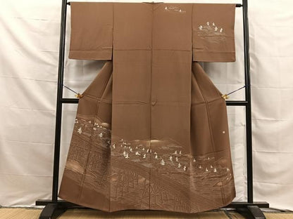 平和屋着物■訪問着　作家物　渡橋風景文　正絹　逸品　BAAY8833hj