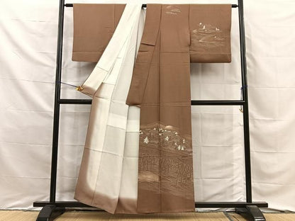 平和屋着物■訪問着　作家物　渡橋風景文　正絹　逸品　BAAY8833hj