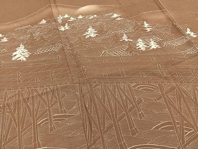 平和屋着物■訪問着　作家物　渡橋風景文　正絹　逸品　BAAY8833hj