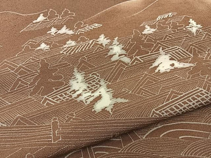 平和屋着物■訪問着　作家物　渡橋風景文　正絹　逸品　BAAY8833hj