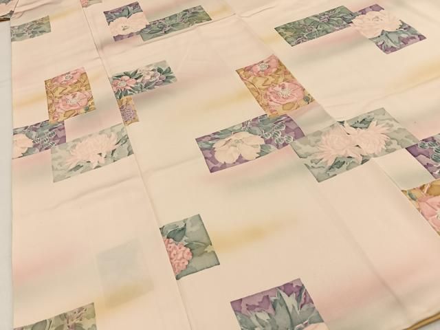 平和屋着物■上質な小紋　短冊草花文　暈し染め　正絹　逸品　BAAY8840hj
