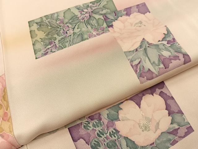 平和屋着物■上質な小紋　短冊草花文　暈し染め　正絹　逸品　BAAY8840hj