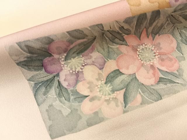 平和屋着物■上質な小紋　短冊草花文　暈し染め　正絹　逸品　BAAY8840hj