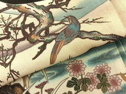 平和屋着物■豪華黒留袖　四季花鳥図　雪舟等陽　ぬれ羽染　金彩　正絹　逸品　BAAY8842hj