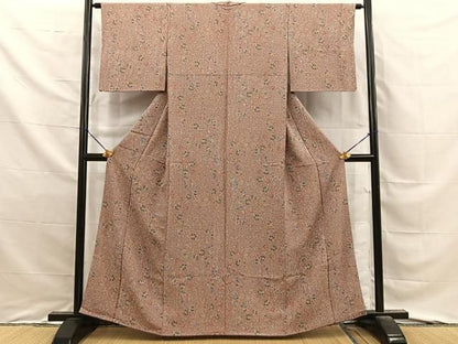 平和屋着物■上質な小紋　更紗花唐草文　正絹　逸品　BAAY8844hj