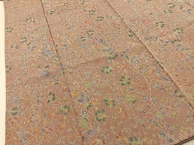 平和屋着物■上質な小紋　更紗花唐草文　正絹　逸品　BAAY8844hj