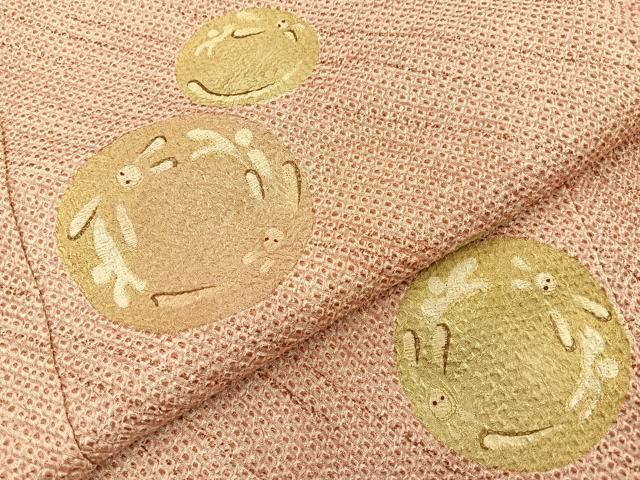 平和屋着物●訪問着　総絞り　刺繍　兎　金彩　正絹　逸品　BAAY8849hj
