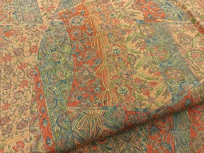 平和屋着物■上質な小紋　紬地　几帳更紗花文　正絹　逸品　BAAY8852hj