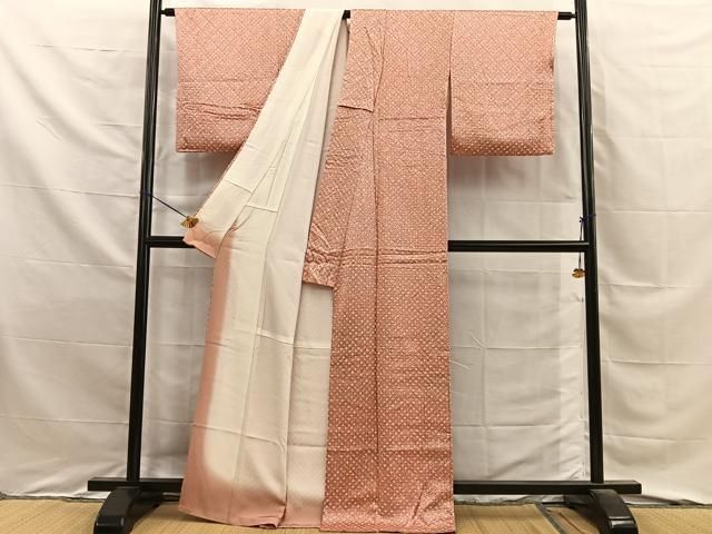 平和屋着物■上質な小紋　総絞り　菱文様　正絹　逸品　BAAY8854hj