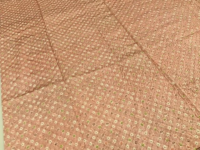 平和屋着物■上質な小紋　総絞り　菱文様　正絹　逸品　BAAY8854hj