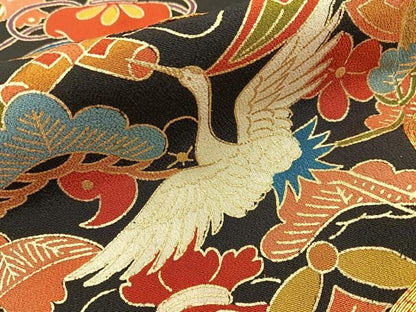 平和屋着物■豪華黒留袖　駒刺繍　松竹梅宝尽くし文　金彩　正絹　逸品　BAAY8855hj