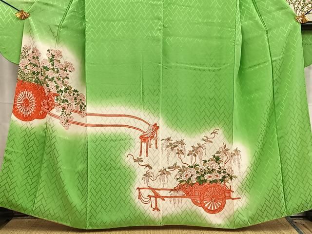 平和屋着物■豪華振袖　花車文　暈し染め　正絹　逸品　BAAY8857hj