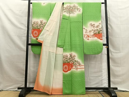 平和屋着物■豪華振袖　花車文　暈し染め　正絹　逸品　BAAY8857hj