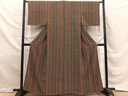 平和屋着物■上質な小紋　吉祥花間道　正絹　逸品　BAAY8864hj
