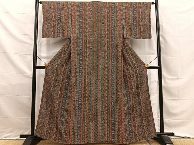 平和屋着物■上質な小紋　吉祥花間道　正絹　逸品　BAAY8864hj