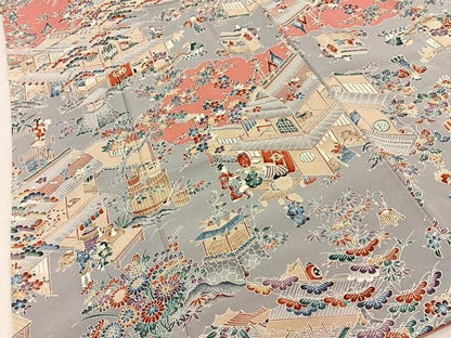平和屋着物■上質な小紋　人物風景文　正絹　逸品　未使用　BAAY8865hj